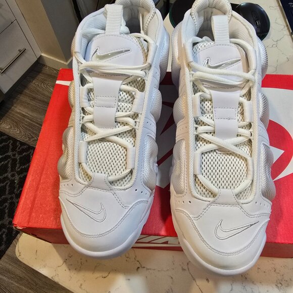 Nike Air More Uptempo Low White-White-White Triple White Sz 10.5 [FZ3055-100] - Picture 4 of 14